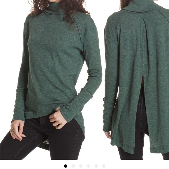 EUC Free People Split Back Turtleneck - Stone - Picture 8 of 11